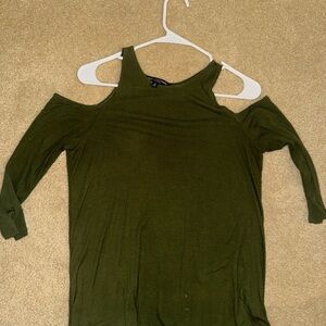 One Clothing Dark Green Cold Shoulder Top